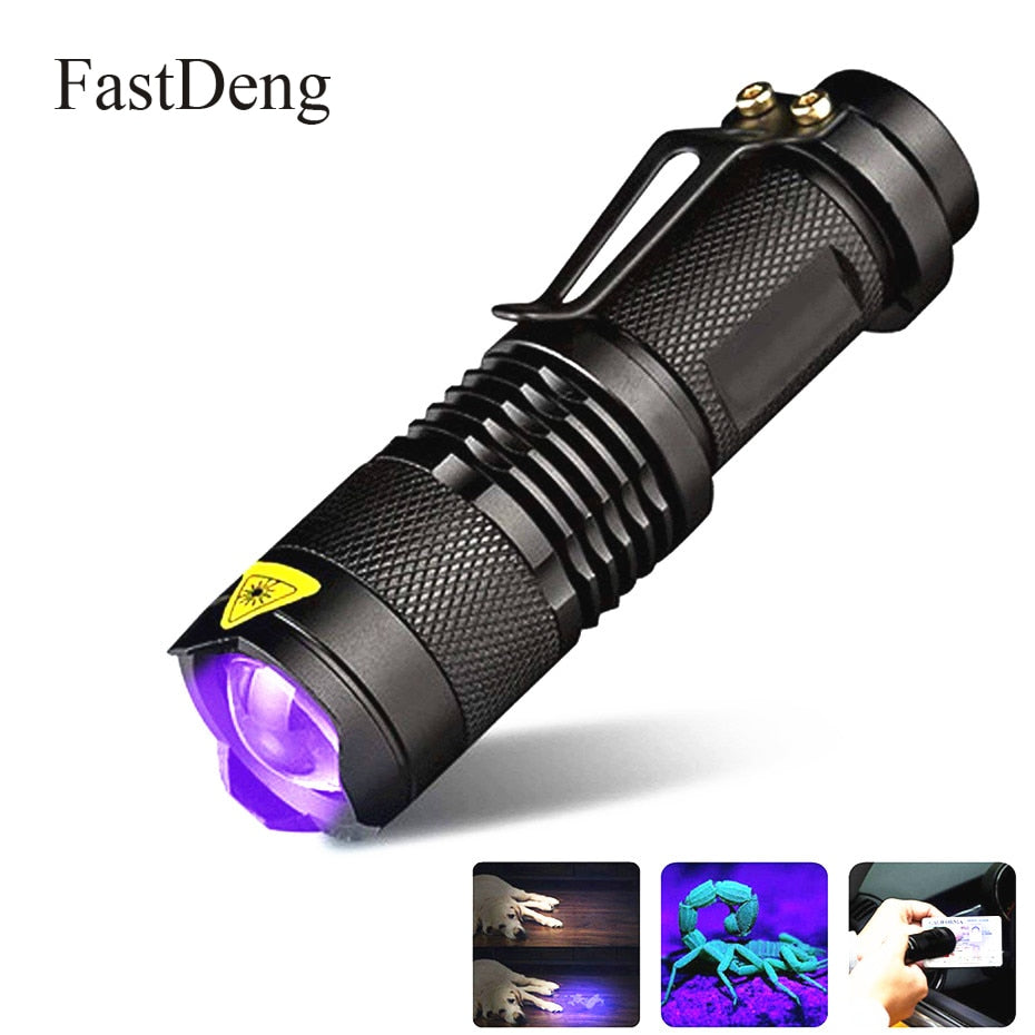 mini black light flashlight LED UV Flashlight Ultraviolet Torch With Zoom Function Mini UV Black L – warehouse deals