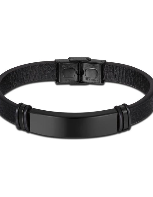 Load image into Gallery viewer, Mens Leather Steel Bracelet