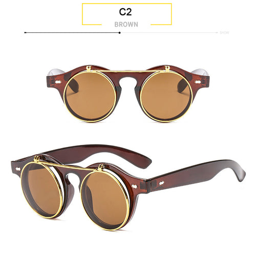 Load image into Gallery viewer, Round Flip Up Sunglasses