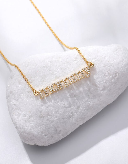 Load image into Gallery viewer, Crystal Pave CZ Letters mommy Pendant Necklace