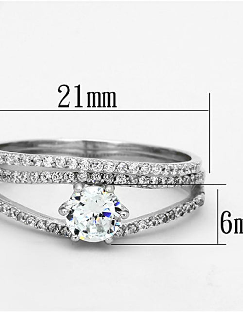 Load image into Gallery viewer, TS172 - Rhodium 925 Sterling Silver Ring with AAA Grade CZ  in Clear
