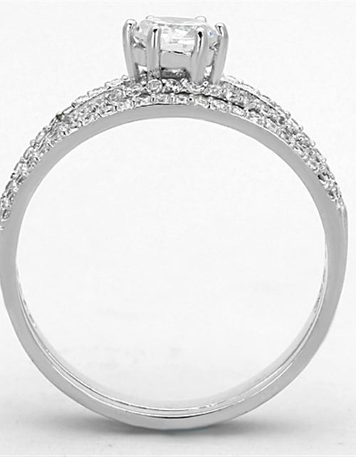 Load image into Gallery viewer, TS172 - Rhodium 925 Sterling Silver Ring with AAA Grade CZ  in Clear
