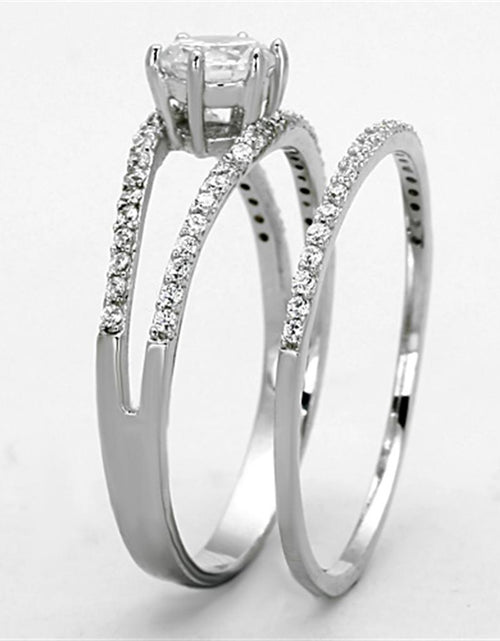 Load image into Gallery viewer, TS172 - Rhodium 925 Sterling Silver Ring with AAA Grade CZ  in Clear