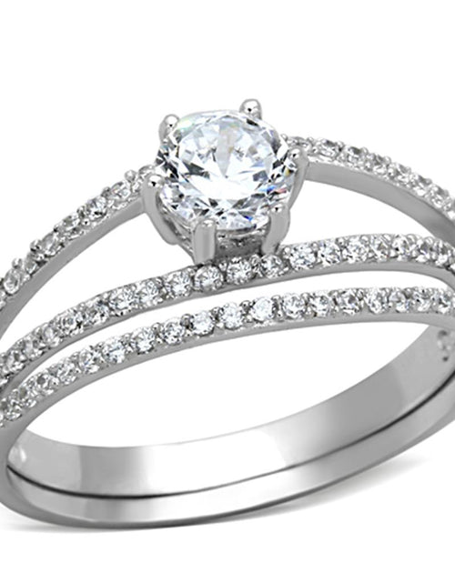 Load image into Gallery viewer, TS172 - Rhodium 925 Sterling Silver Ring with AAA Grade CZ  in Clear