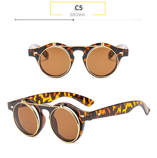 Load image into Gallery viewer, Round Flip Up Sunglasses