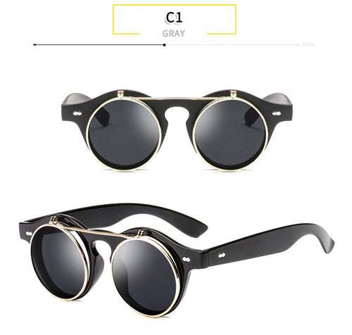 Load image into Gallery viewer, Round Flip Up Sunglasses