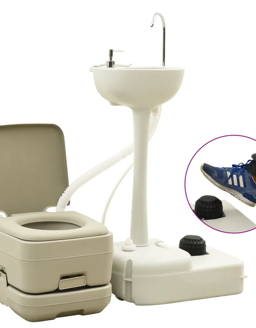 Load image into Gallery viewer, Portable Camping Toilet 2.6 x 2.6 gal and Handwasher Stand 5.3 gal