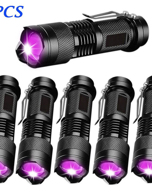 Load image into Gallery viewer, UV LED Flashlight Mini LED Torch 395nm Zoomable blacklight Wavelength Violet Light Pet Urine Scorpion Feminine hygiene Detector