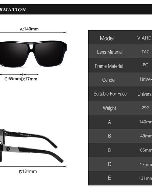Load image into Gallery viewer, Viahda Polarized Sunglasses Men Sunglasses Men Driving Mirrors Coating Points Black Frame Eyewear Male Sun Glasses UV400