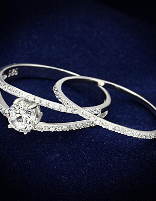 Load image into Gallery viewer, TS172 - Rhodium 925 Sterling Silver Ring with AAA Grade CZ  in Clear