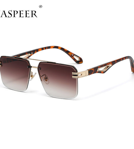 Oversized Rimless Rectangle Sunglasses