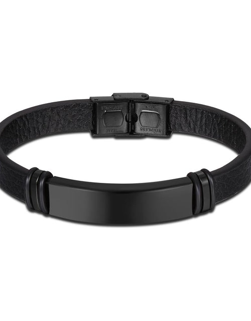 Load image into Gallery viewer, Mens Leather Steel Bracelet
