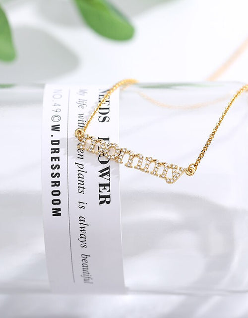 Load image into Gallery viewer, Crystal Pave CZ Letters mommy Pendant Necklace
