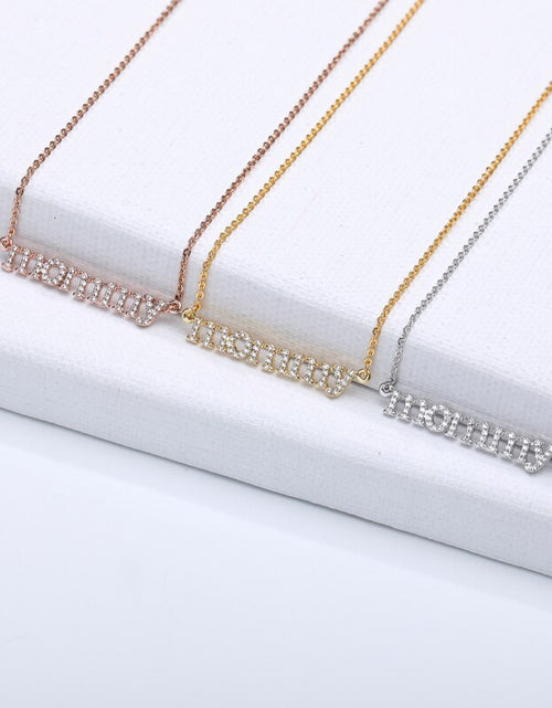 Load image into Gallery viewer, Crystal Pave CZ Letters mommy Pendant Necklace
