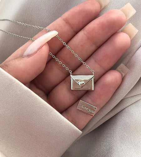 New Trendy Envelop Love Letter Silver Necklace