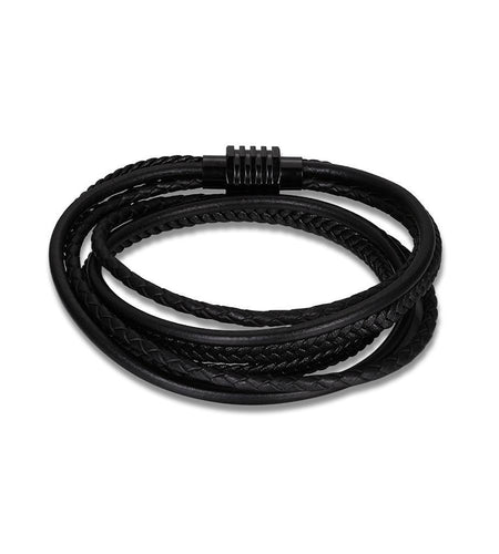 Mens Leather Steel Bracelet